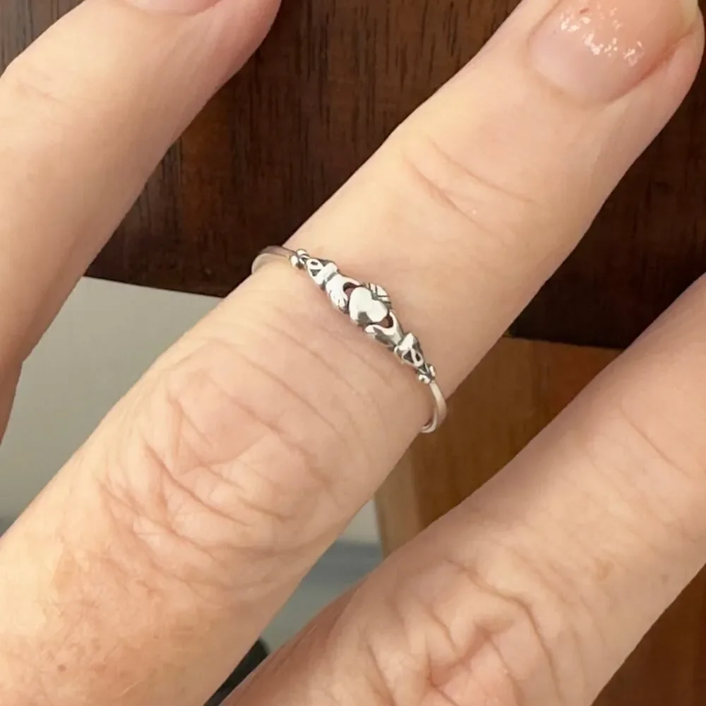 Sterling Silver Claddagh Dainty Ring, Irish Ring, Friendship Ring